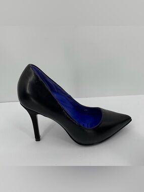 Antonia Saint Victoria black pointed toe pumps shoe textured heel comfort 6 C